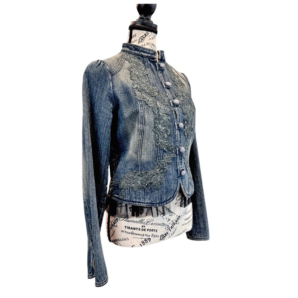 Women's Blue Jean Jacket with Embroidered Details - Picture 2 of 8